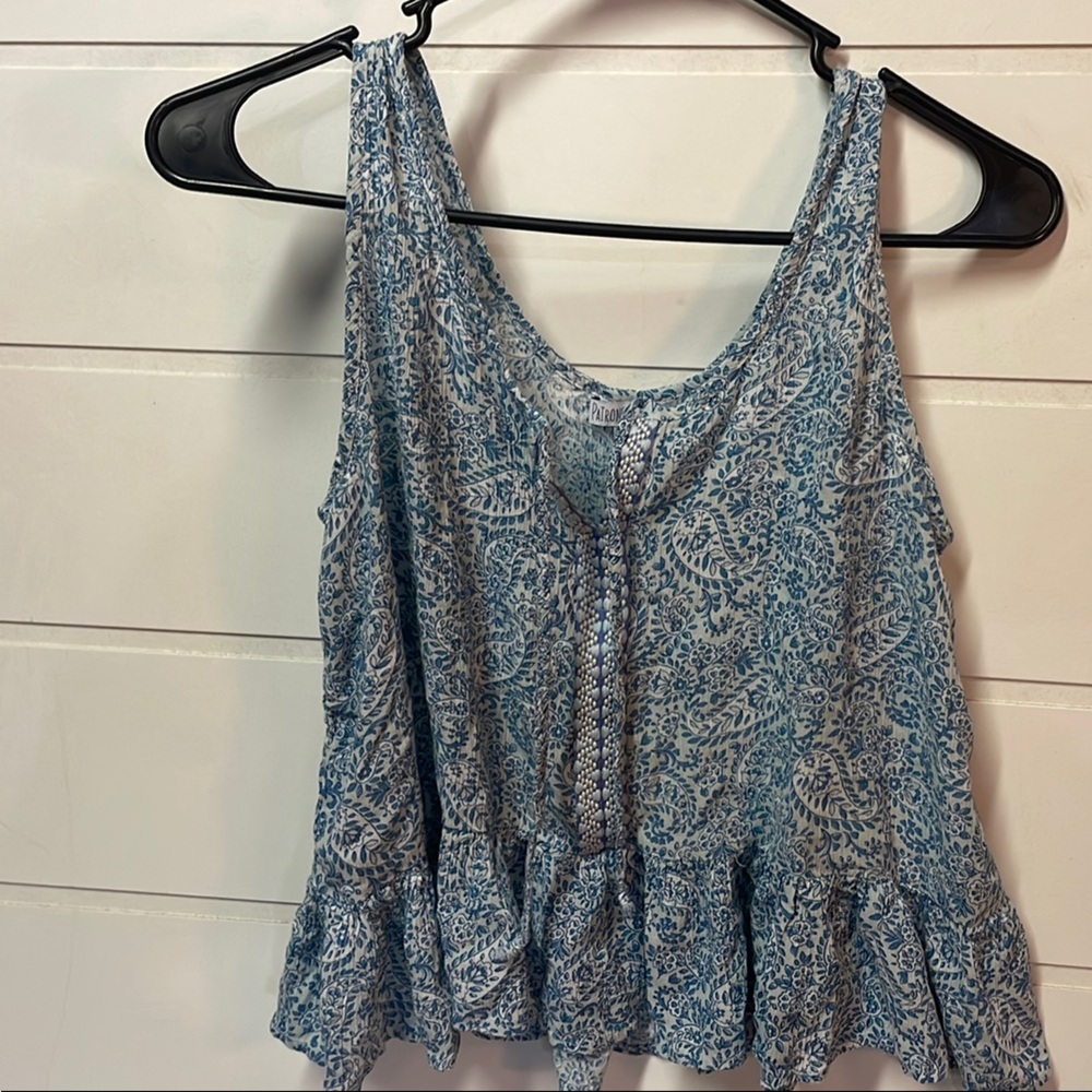 Patrons of Peace Blue and White Striped Top